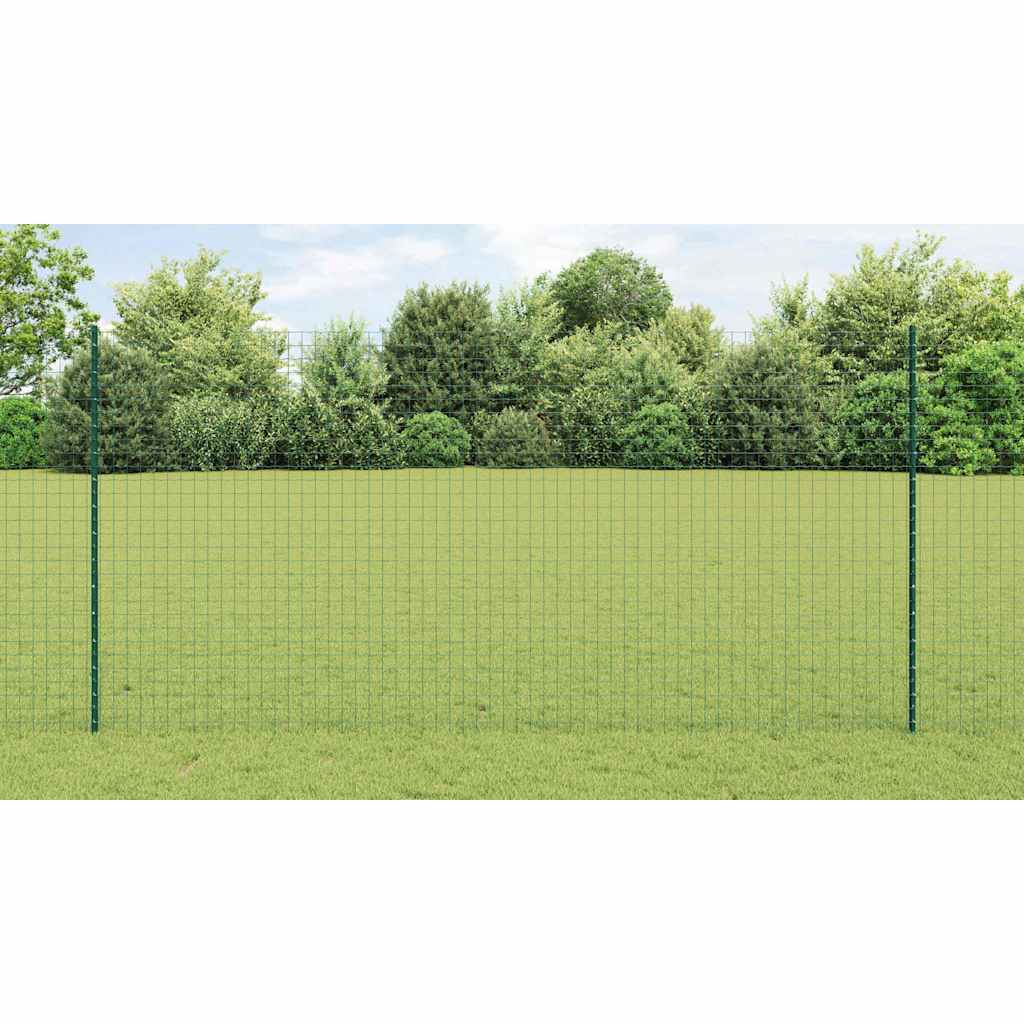 Embedded Fence Post 22 pcs Green 200 cm Powder-Coated Steel