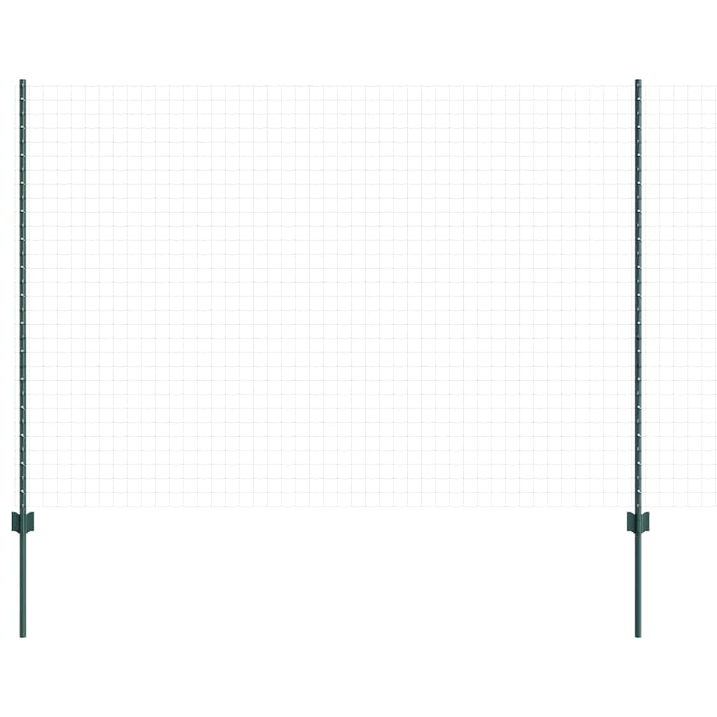Embedded Fence Post 22 pcs Green 200 cm Powder-Coated Steel