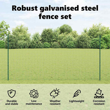 Embedded Fence Post 44 pcs Green 200 cm Powder-Coated Steel