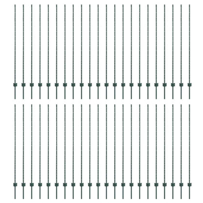 Embedded Fence Post 44 pcs Green 200 cm Powder-Coated Steel