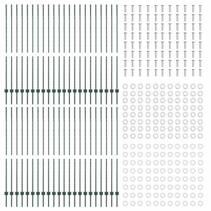 Embedded Fence Post 44 pcs Green 200 cm Powder-Coated Steel