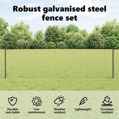 Embedded Fence Post 22 pcs Grey 100 cm Powder-Coated Steel