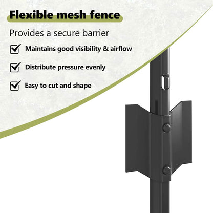 Embedded Fence Post 22 pcs Grey 100 cm Powder-Coated Steel