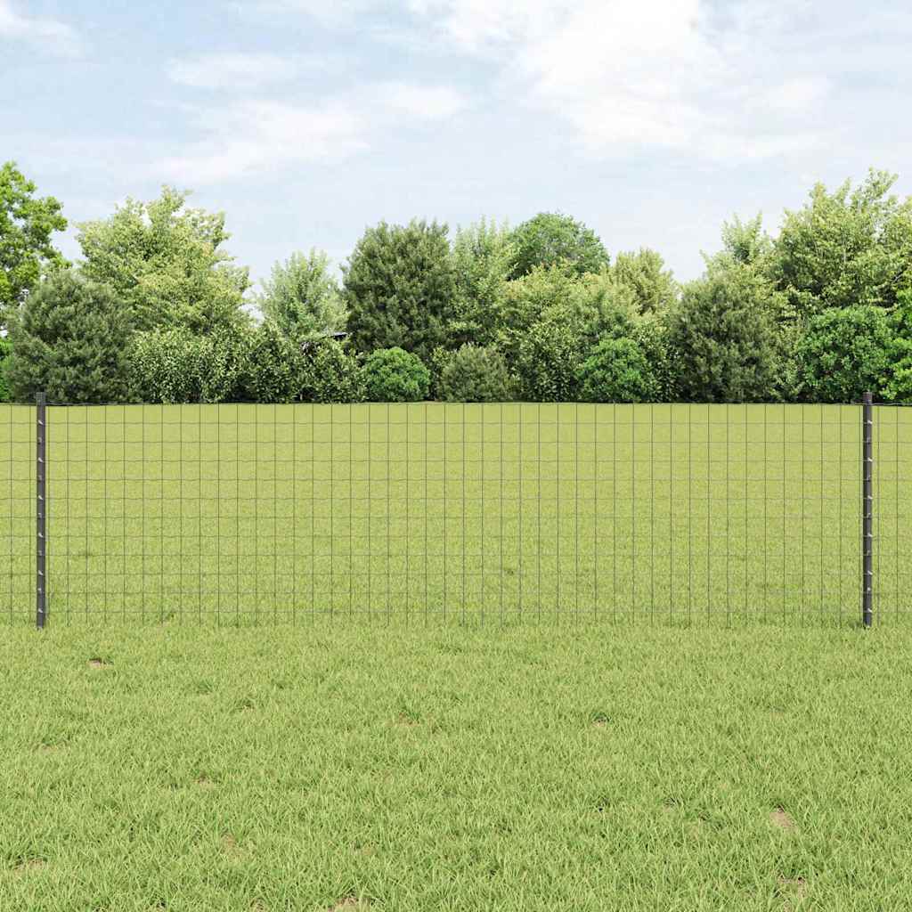 Embedded Fence Post 44 pcs Grey 100 cm Powder-Coated Steel