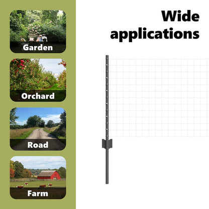 Embedded Fence Post 44 pcs Grey 100 cm Powder-Coated Steel