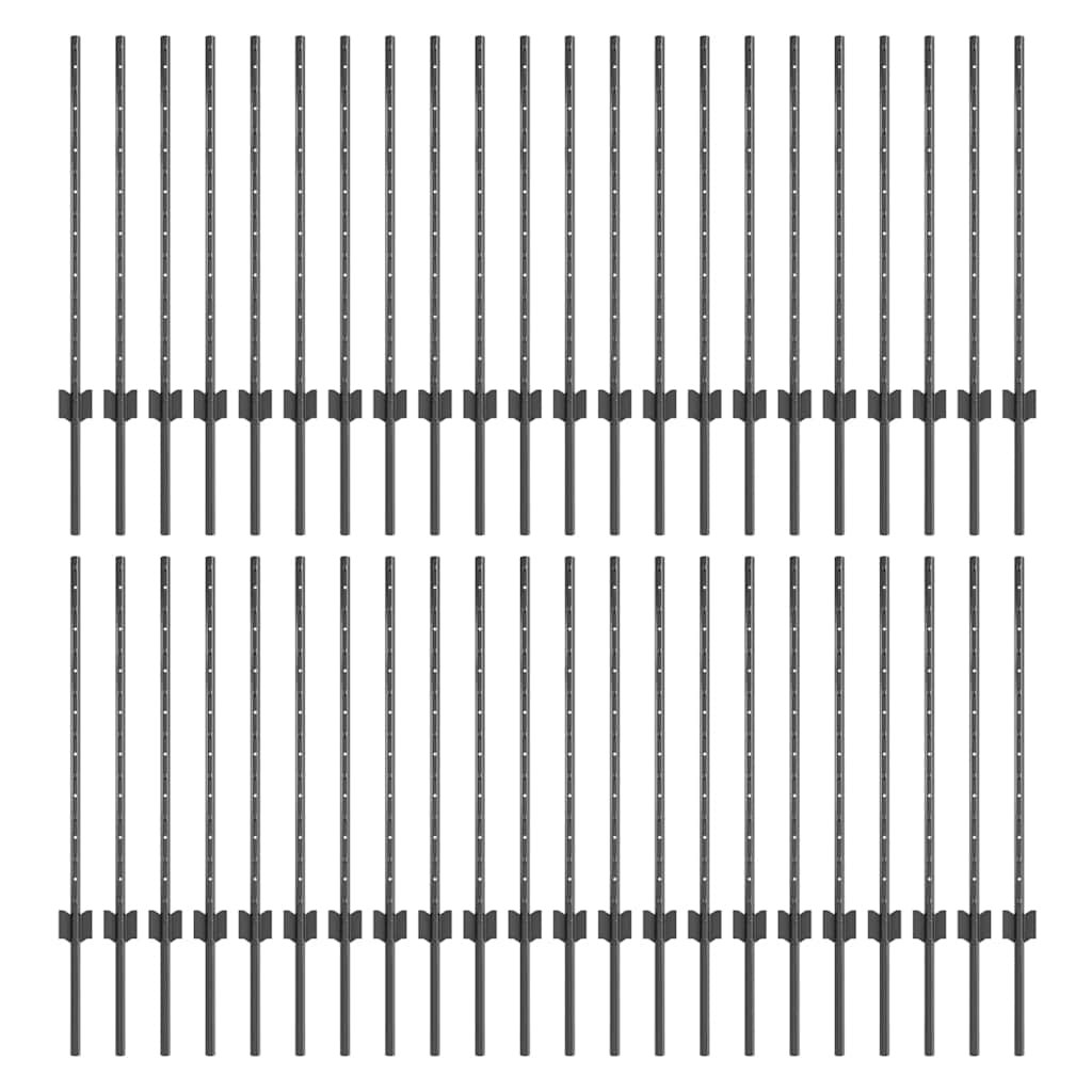 Embedded Fence Post 44 pcs Grey 120 cm Powder-Coated Steel