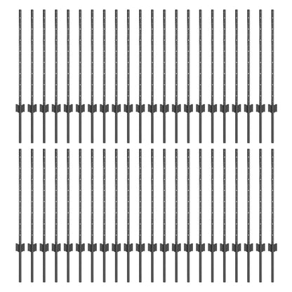 Embedded Fence Post 44 pcs Grey 120 cm Powder-Coated Steel