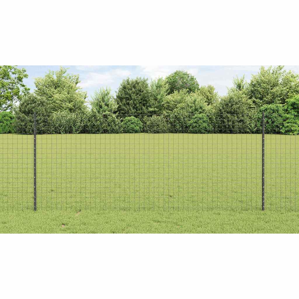 Embedded Fence Post 22 pcs Grey 140 cm Powder-Coated Steel