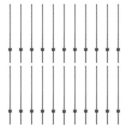 Embedded Fence Post 22 pcs Grey 140 cm Powder-Coated Steel