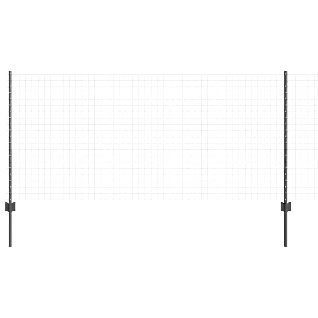 Embedded Fence Post 22 pcs Grey 140 cm Powder-Coated Steel