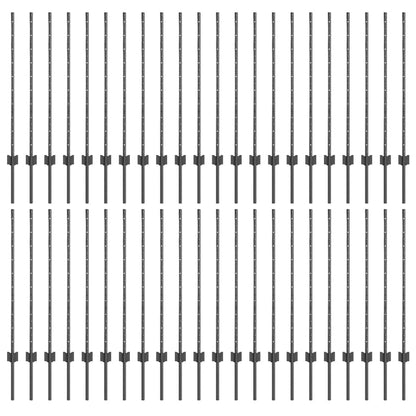 Fence Post 44 pcs Grey 140 cm Steel