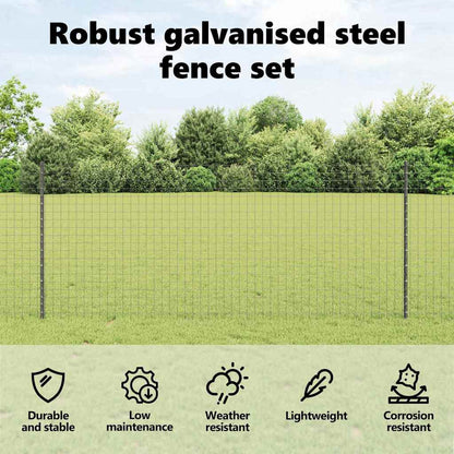 Embedded Fence Post 22 pcs Grey 160 cm Powder-Coated Steel