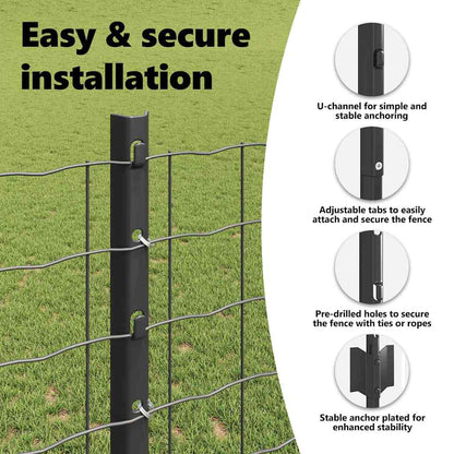 Embedded Fence Post 22 pcs Grey 160 cm Powder-Coated Steel