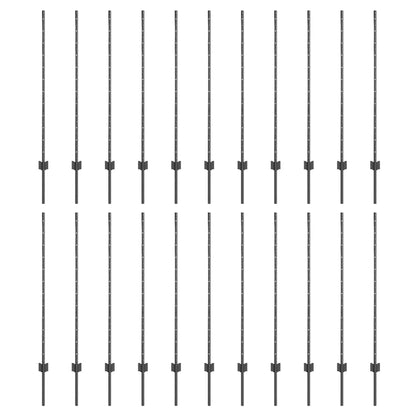 Embedded Fence Post 22 pcs Grey 160 cm Powder-Coated Steel