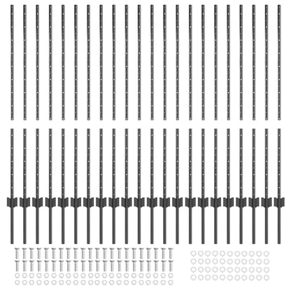Embedded Fence Post 22 pcs Grey 160 cm Powder-Coated Steel