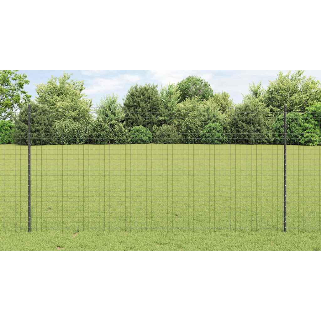 Embedded Fence Post 44 pcs Grey 160 cm Powder-Coated Steel