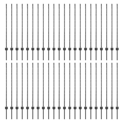 Embedded Fence Post 44 pcs Grey 160 cm Powder-Coated Steel