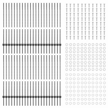 Embedded Fence Post 44 pcs Grey 160 cm Powder-Coated Steel