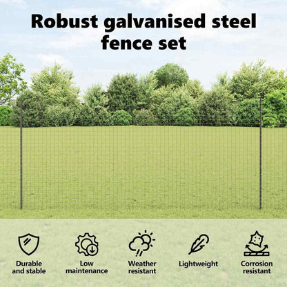 Embedded Fence Post 22 pcs Grey 180 cm Powder-Coated Steel