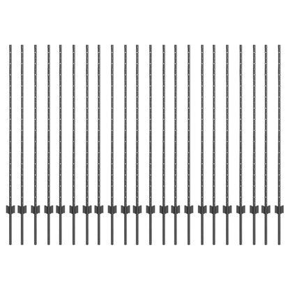 Embedded Fence Post 22 pcs Grey 180 cm Powder-Coated Steel