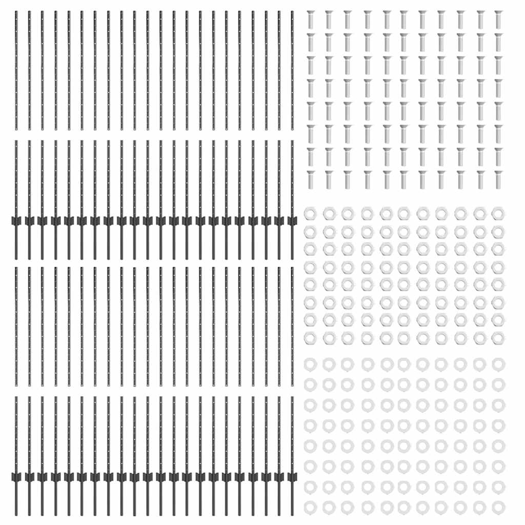 Embedded Fence Post 44 pcs Grey 180 cm Powder-Coated Steel
