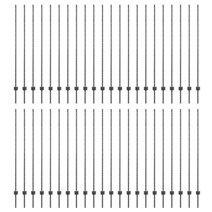 Embedded Fence Post 44 pcs Grey 200 cm Powder-Coated Steel