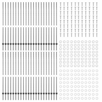 Embedded Fence Post 44 pcs Grey 200 cm Powder-Coated Steel