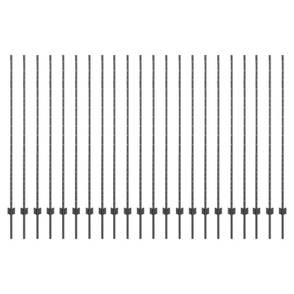 Embedded Fence Post 22 pcs Grey 200 cm Powder-Coated Steel