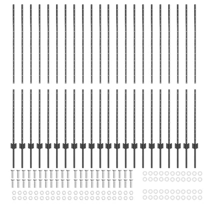Embedded Fence Post 22 pcs Grey 200 cm Powder-Coated Steel