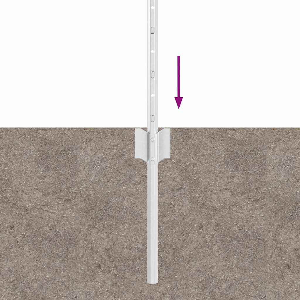 Embedded Fence Post 22 pcs Silver 80 cm Powder-Coated Steel