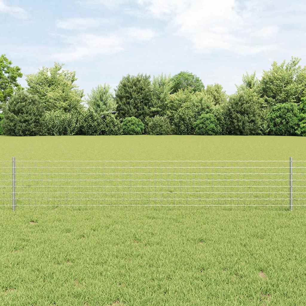 Embedded Fence Post 44 pcs Silver 80 cm Powder-Coated Steel