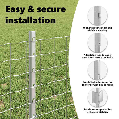 Embedded Fence Post 44 pcs Silver 80 cm Powder-Coated Steel