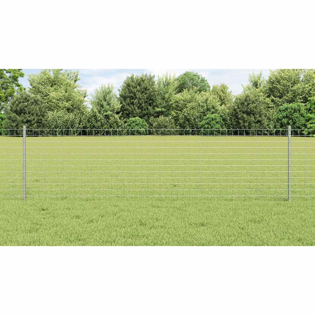 Embedded Fence Post 22 pcs Silver 100 cm Powder-Coated Steel