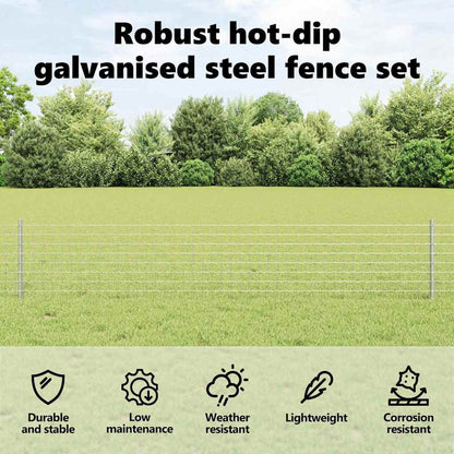 Embedded Fence Post 22 pcs Silver 100 cm Powder-Coated Steel