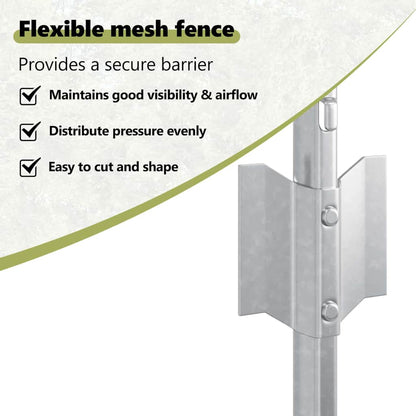 Embedded Fence Post 44 pcs Silver 100 cm Powder-Coated Steel
