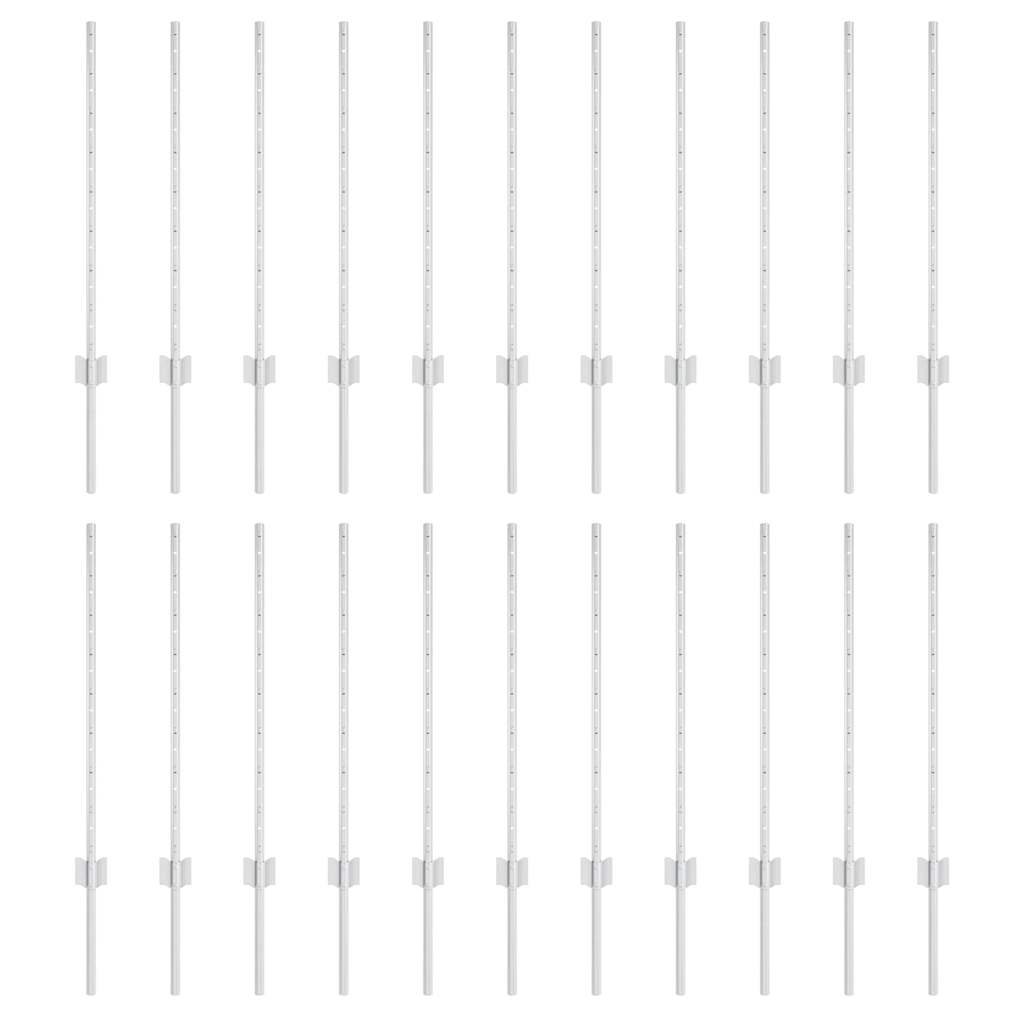 Embedded Fence Post 22 pcs Silver 120 cm Powder-Coated Steel
