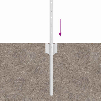 Embedded Fence Post 22 pcs Silver 120 cm Powder-Coated Steel
