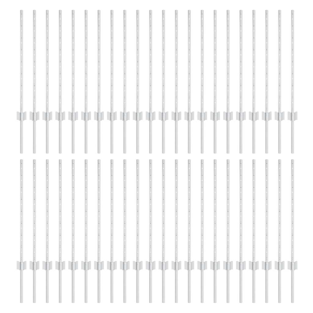 Embedded Fence Post 44 pcs Silver 120 cm Powder-Coated Steel