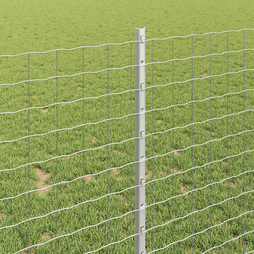 Embedded Fence Post 22 pcs Silver 140 cm Powder-Coated Steel