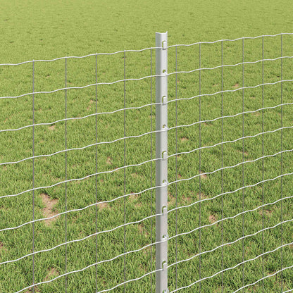 Embedded Fence Post 22 pcs Silver 140 cm Powder-Coated Steel