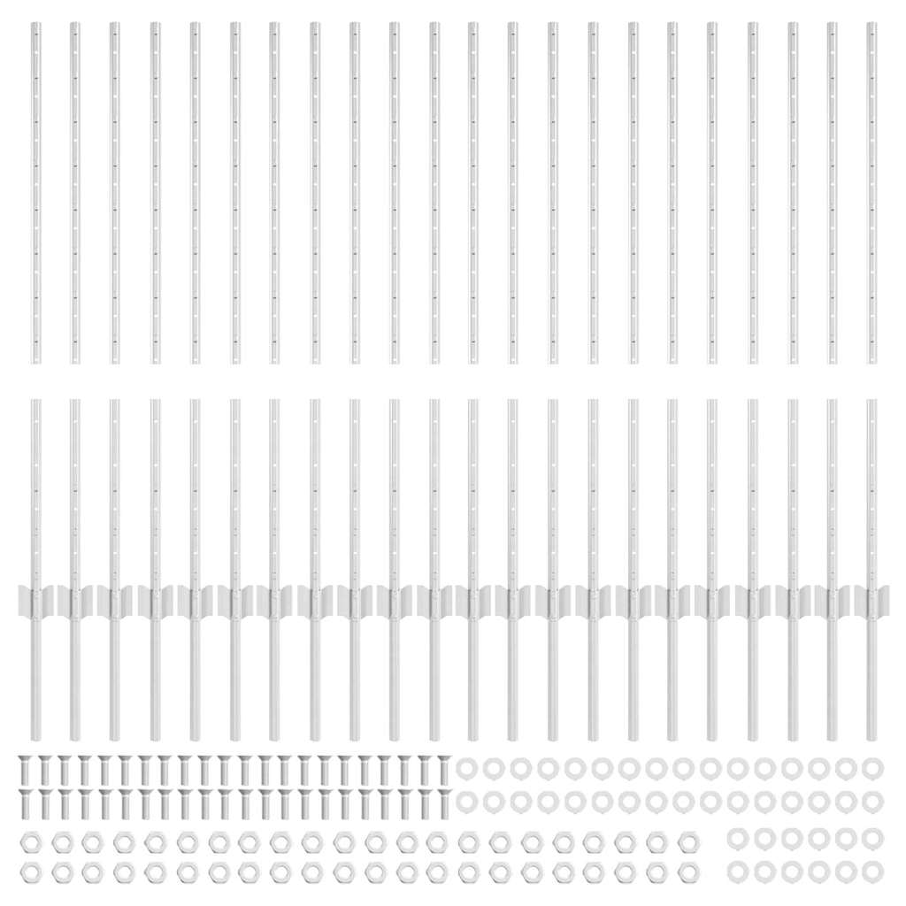 Embedded Fence Post 22 pcs Silver 140 cm Powder-Coated Steel