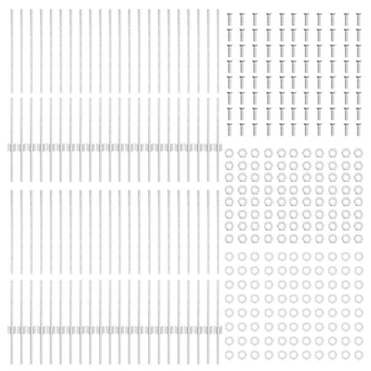 Embedded Fence Post 44 pcs Silver 140 cm Powder-Coated Steel