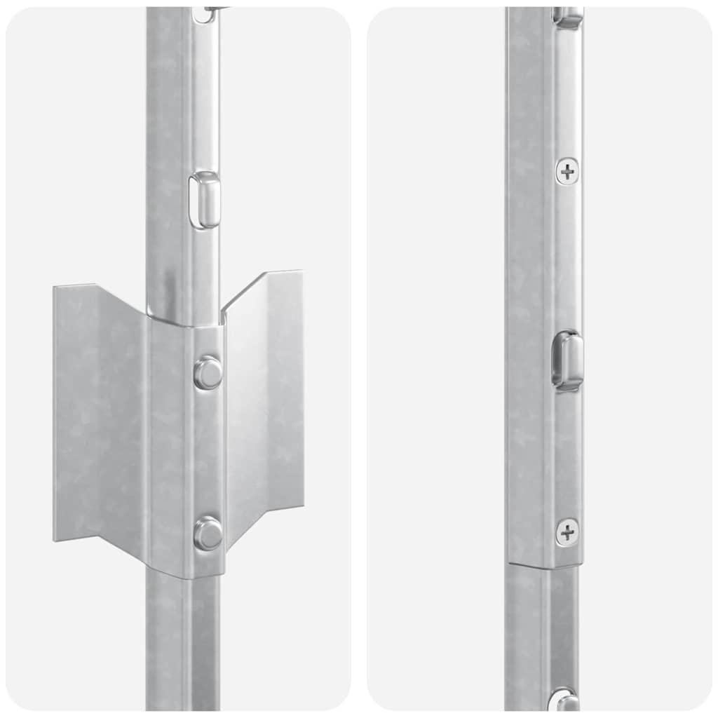Embedded Fence Post 22 pcs Silver 160 cm Powder-Coated Steel
