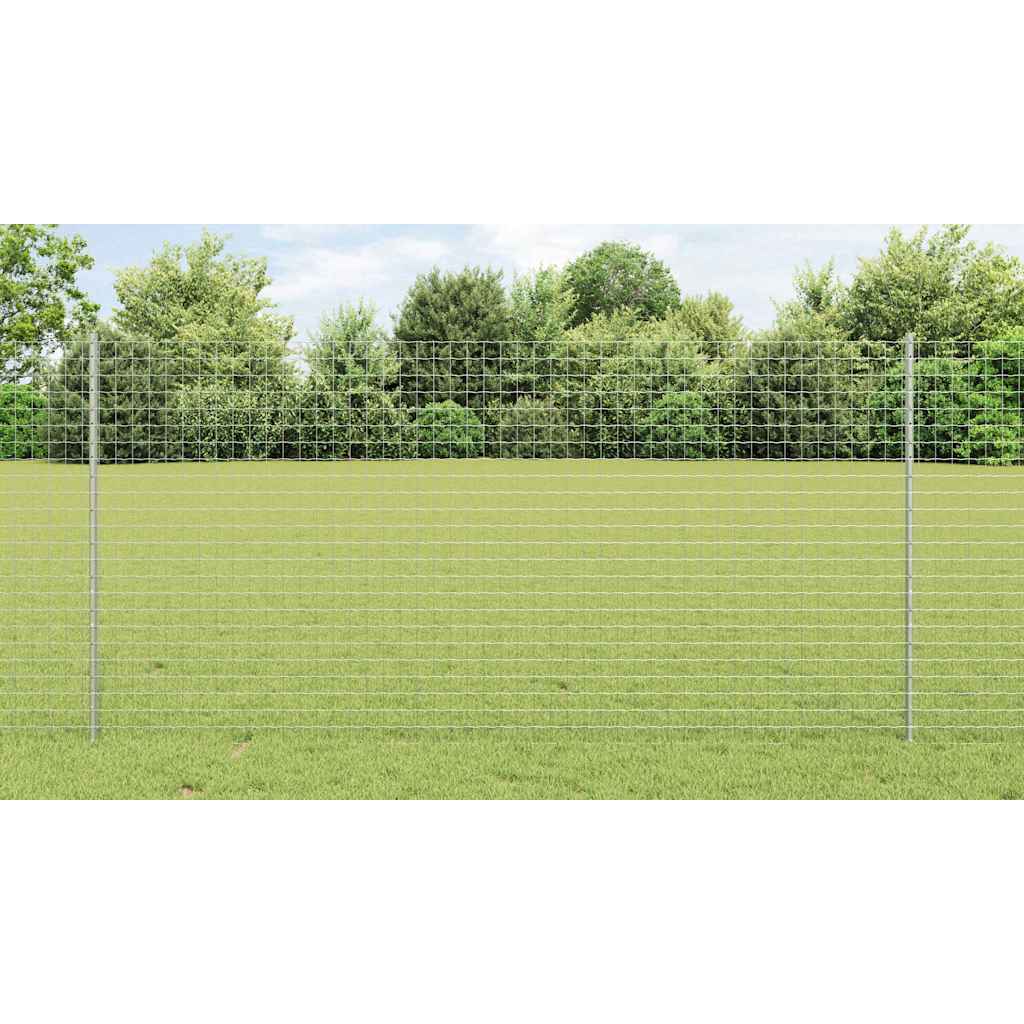 Embedded Fence Post 22 pcs Silver 160 cm Powder-Coated Steel