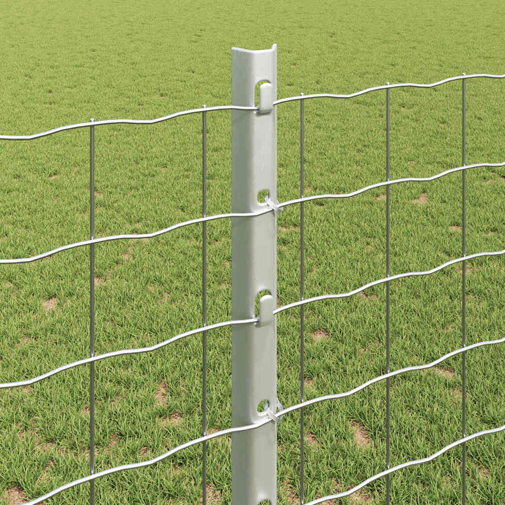 Embedded Fence Post 22 pcs Silver 160 cm Powder-Coated Steel