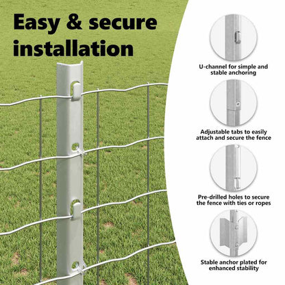 Embedded Fence Post 22 pcs Silver 160 cm Powder-Coated Steel