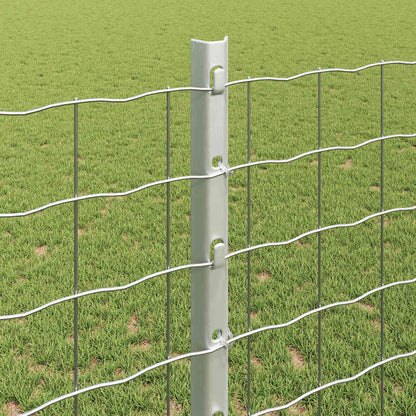 Embedded Fence Post 44 pcs Silver 160 cm Powder-Coated Steel