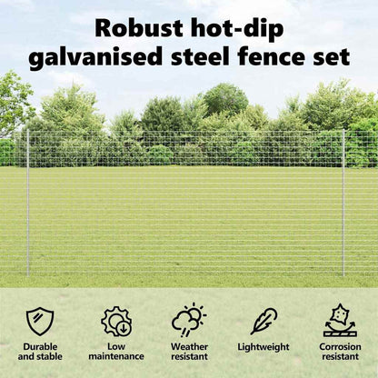 Embedded Fence Post 22 pcs Silver 180 cm Powder-Coated Steel