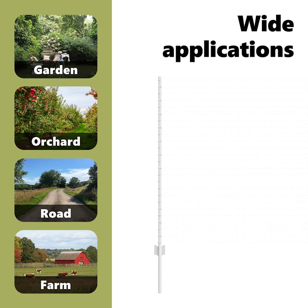 Embedded Fence Post 22 pcs Silver 180 cm Powder-Coated Steel