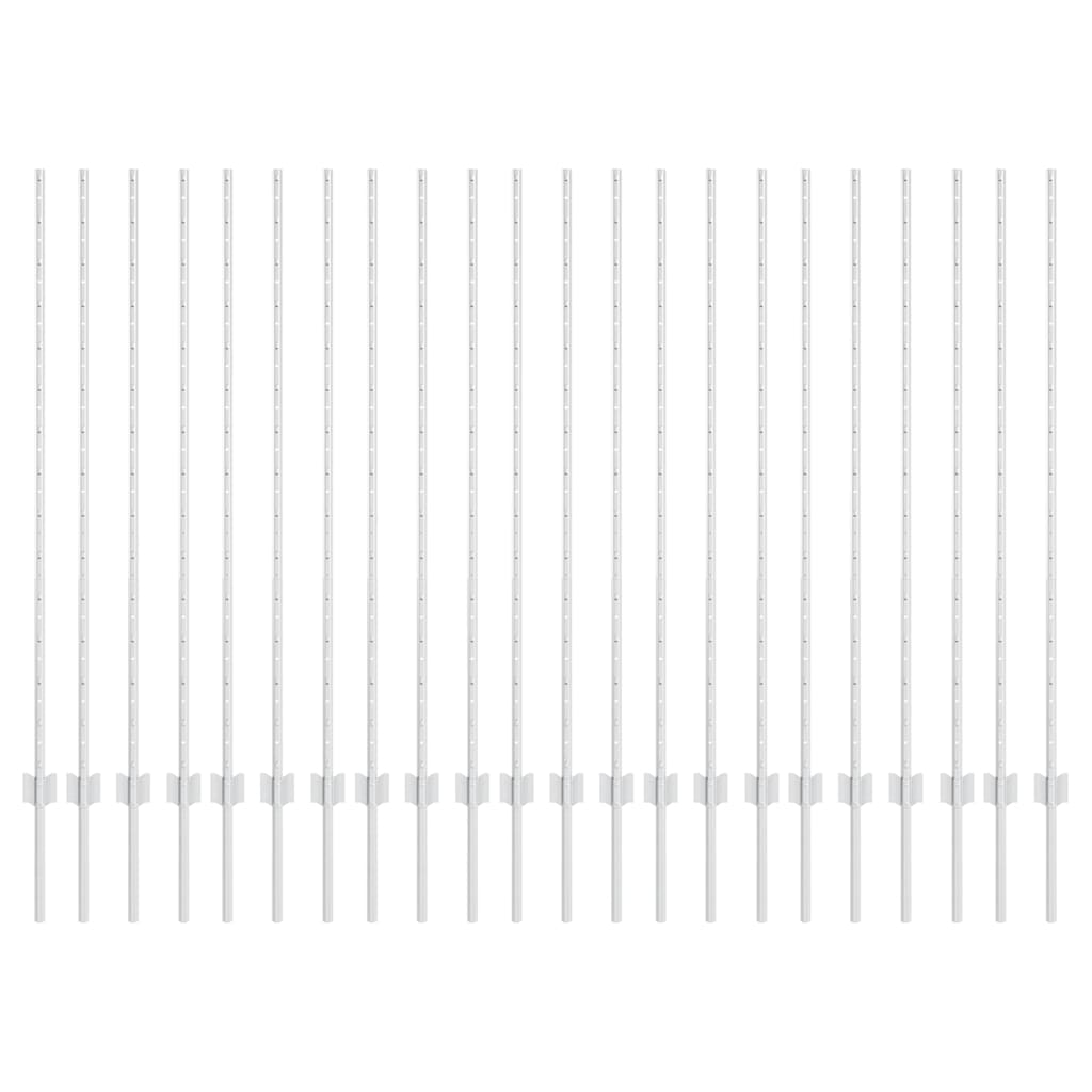 Embedded Fence Post 22 pcs Silver 180 cm Powder-Coated Steel